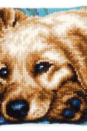 Viral Dog Printed Cross Stitch Cushion Kit by Vervaco