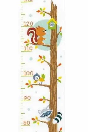 Animals in a Tree Height Chart Cross Stitch Kit By Vervaco Hassle-Free Returns