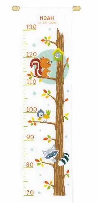Animals in a Tree Height Chart Cross Stitch Kit By Vervaco Hassle-Free Returns