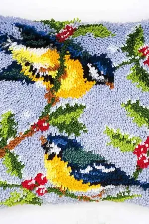 Blue Tits Latch Hook Cushion Kit By Vervaco Free Returns
