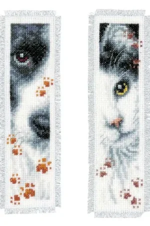 Brand New Dog and Cat Bookmark Cross Stitch Kit By Vervaco