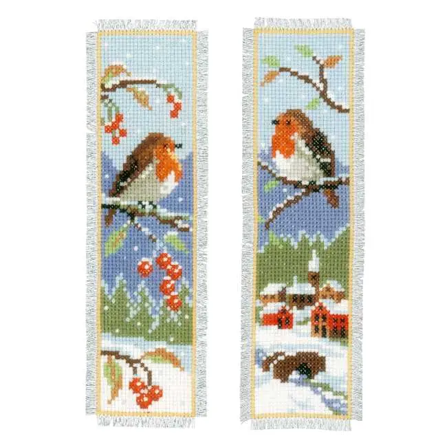 Trending Robins Bookmark Cross Stitch Kit By Vervaco