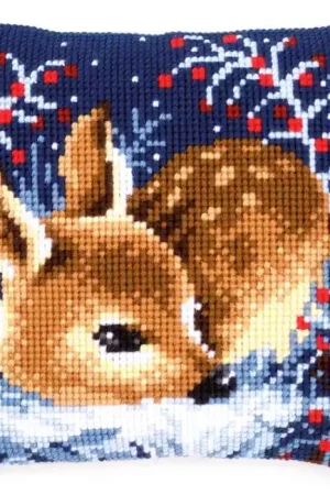 Best Price Little Deer Printed Cross Stitch Cushion Kit by Vervaco