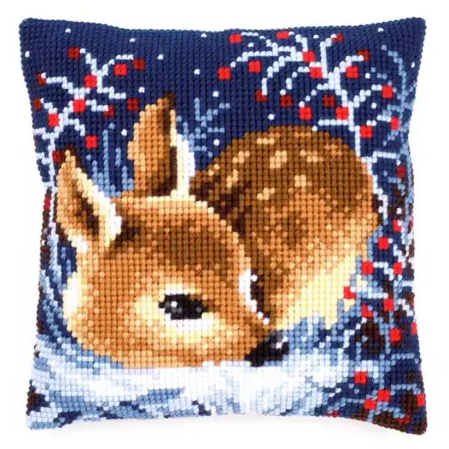 Best Price Little Deer Printed Cross Stitch Cushion Kit by Vervaco