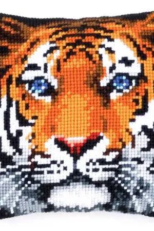 Tiger Printed Cross Stitch Cushion Kit by Vervaco Get Yours