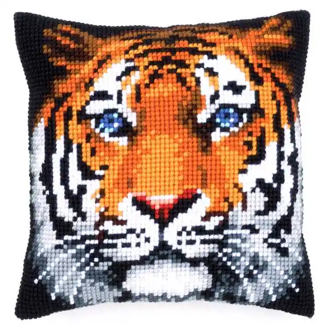 Tiger Printed Cross Stitch Cushion Kit by Vervaco Get Yours