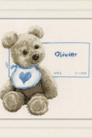Bear with Bib Birth Sampler Cross Stitch Kit By Vervaco Special Discount