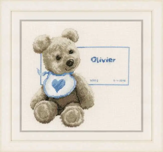Bear with Bib Birth Sampler Cross Stitch Kit By Vervaco Special Discount