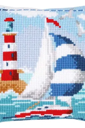 Best Seller Lighthouse Printed Cross Stitch Cushion Kit by Vervaco