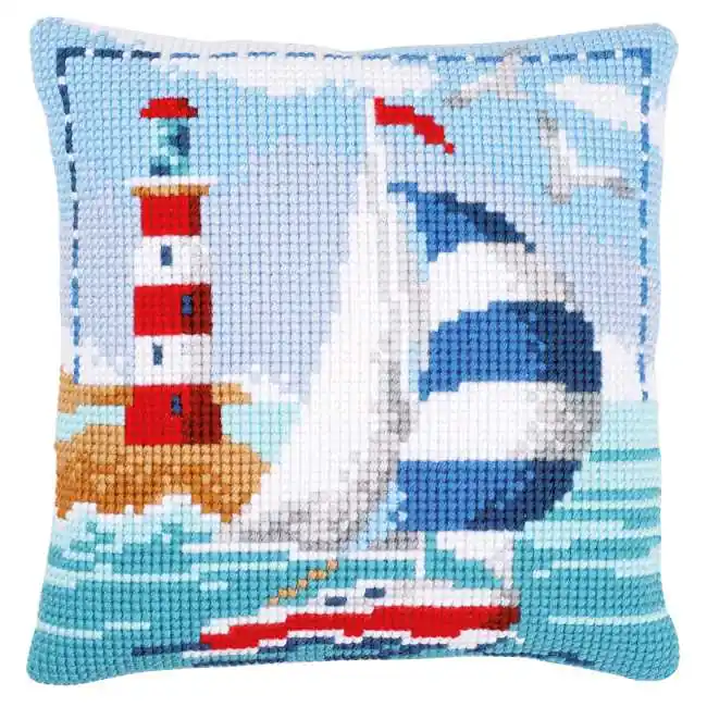 Best Seller Lighthouse Printed Cross Stitch Cushion Kit by Vervaco