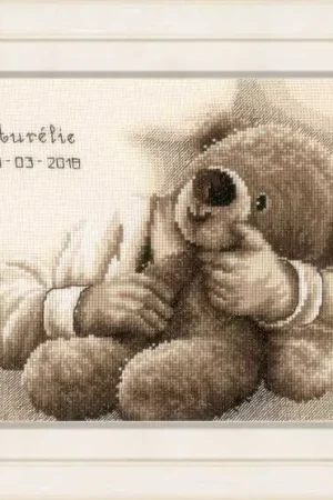 Warranty Included Teddy Bear Birth Sampler Cross Stitch Kit By Vervaco