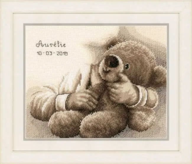 Warranty Included Teddy Bear Birth Sampler Cross Stitch Kit By Vervaco