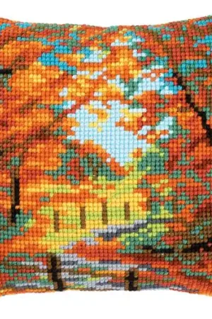 Autumn Landscape Printed Cross Stitch Cushion Kit by Vervaco Editor’s Pick