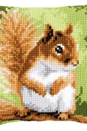 Time-Limited Squirrel Printed Cross Stitch Cushion Kit by Vervaco