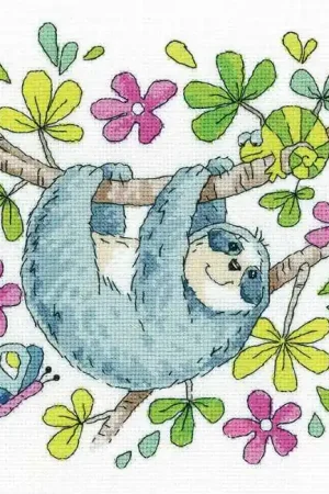 Sloth Cross Stitch Kit by Heritage Crafts Limited Offer