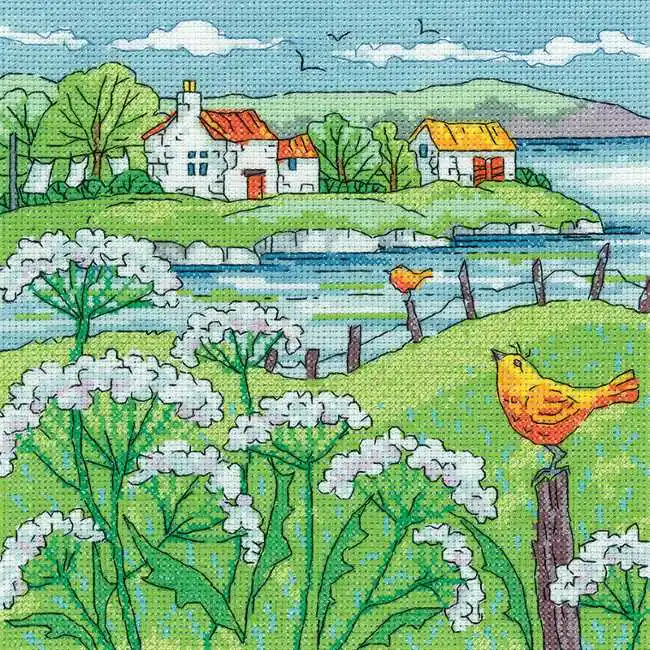 Next Day Delivery Cow Parsley Shore Cross Stitch Kit by Heritage Crafts