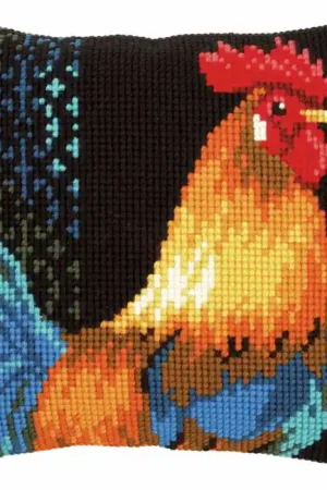While Supplies Last Rooster Printed Cross Stitch Cushion Kit by Vervaco