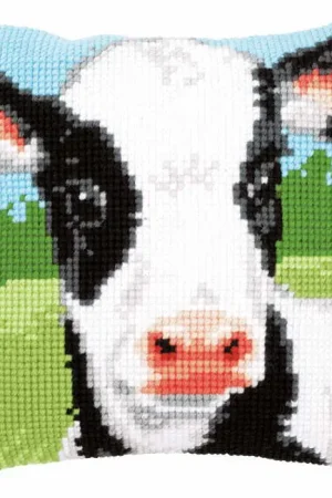 Warranty Included Cow Printed Cross Stitch Cushion Kit by Vervaco