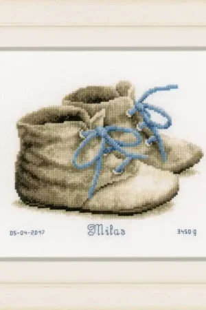 Baby Shoes Birth Sampler Cross Stitch Kit By Vervaco Fresh Stock