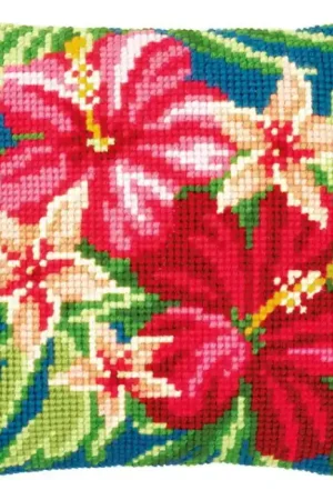 Botanical Flowers Printed Cross Stitch Cushion Kit by Vervaco Bulk Order