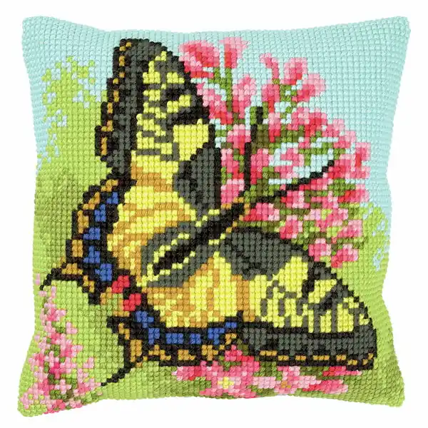 Butterfly Printed Cross Stitch Cushion Kit by Vervaco Buy Online