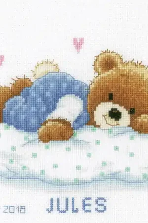 Snoozing Teddy Bear Birth Sampler Cross Stitch Kit By Vervaco Buy Online