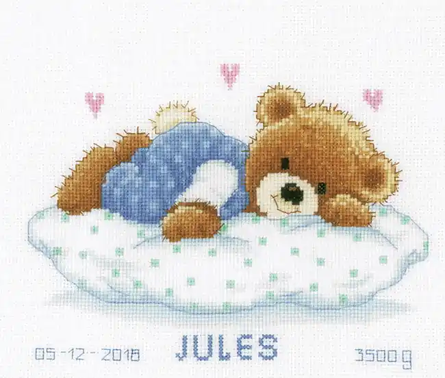 Snoozing Teddy Bear Birth Sampler Cross Stitch Kit By Vervaco Buy Online