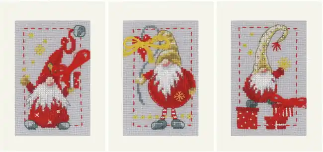Special Discount Christmas Gnomes Cross Stitch Christmas Card Kit By Vervaco