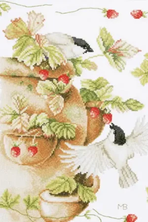 Cheap Strawberries and Birds Cross Stitch Kit By Lanarte