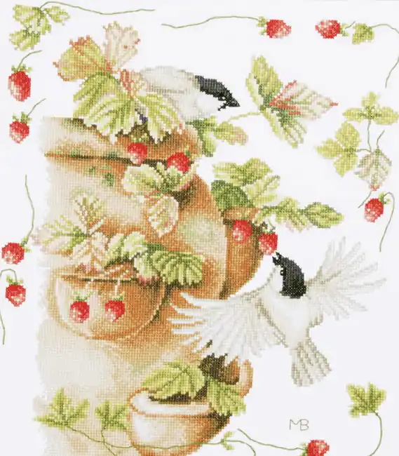 Cheap Strawberries and Birds Cross Stitch Kit By Lanarte