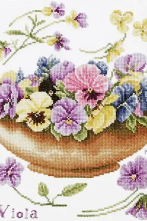 Violets Cross Stitch Kit By Lanarte Clearance