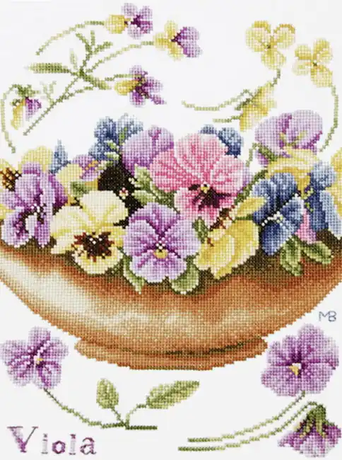 Violets Cross Stitch Kit By Lanarte Clearance