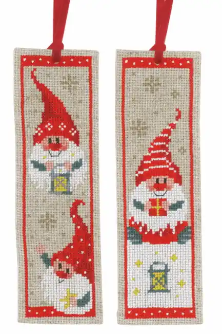 Christmas Gnomes Bookmark Cross Stitch Kit By Vervaco Worldwide Shipping