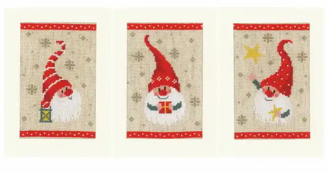 Today Only Christmas Gnomes Cross Stitch Christmas Card Kit By Vervaco