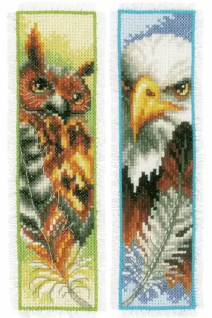 Super Sale Eagle and Owl Bookmark Cross Stitch Kit By Vervaco