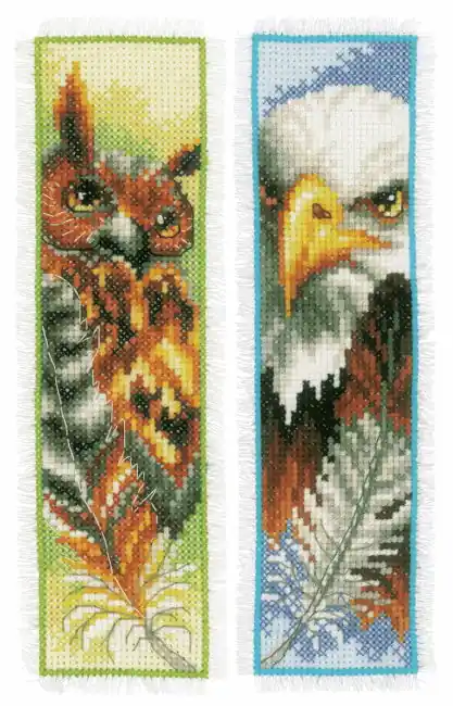Super Sale Eagle and Owl Bookmark Cross Stitch Kit By Vervaco