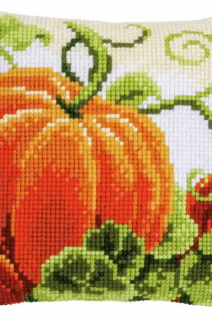 Pumpkins Printed Cross Stitch Cushion Kit by Vervaco Crafted