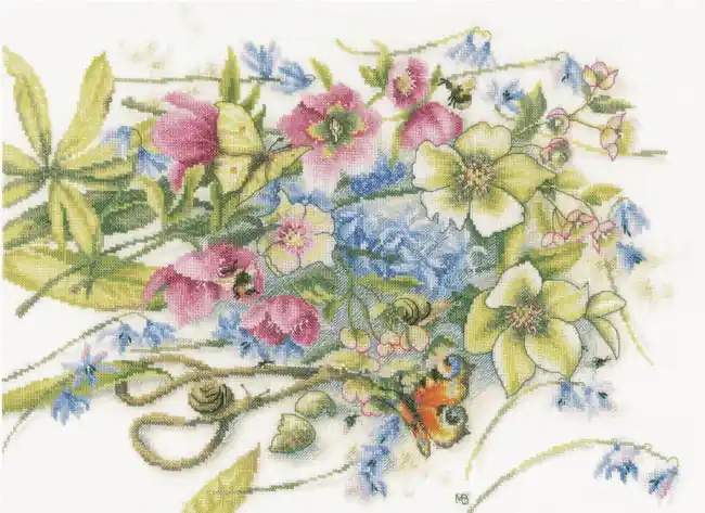 Best Choice Meeting Around Hellebores Cross Stitch Kit By Lanarte
