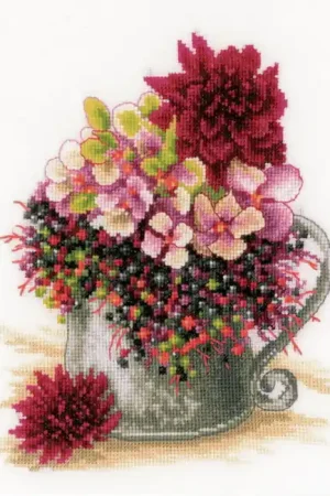 Weekend Sale Pink Blush Bouquet Cross Stitch Kit By Lanarte