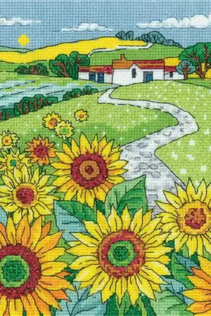 Sunflower Landscape Cross Stitch Kit by Heritage Crafts Original