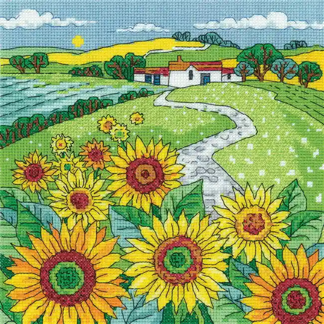 Sunflower Landscape Cross Stitch Kit by Heritage Crafts Original