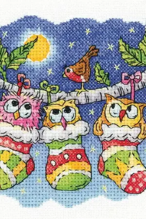 One Day Deal A Christmas Hoot Cross Stitch Kit by Heritage Crafts