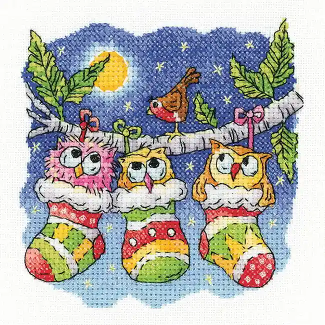 One Day Deal A Christmas Hoot Cross Stitch Kit by Heritage Crafts