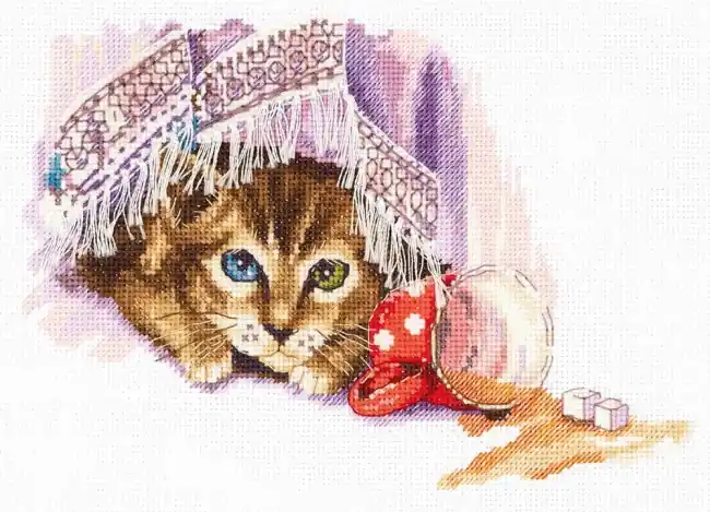 Naughty Cat Cross Stitch Kit by PANNA Handmade