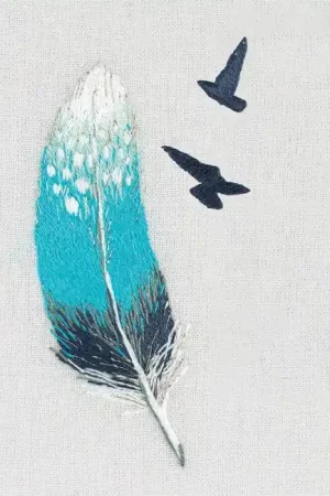 Blue Feather Embroidery Kit by PANNA No Minimum Order