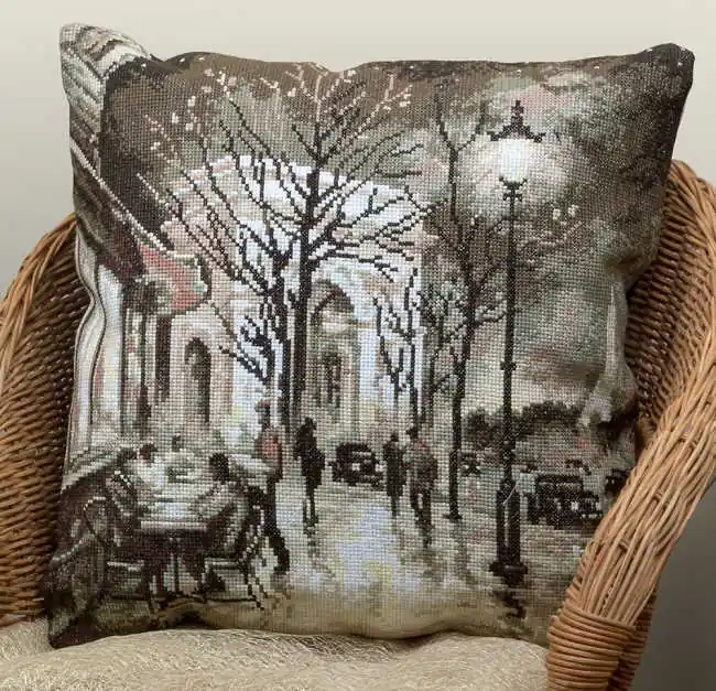 Nocturnal Lights of Paris Pillow Cross Stitch Kit by PANNA Editor’s Pick