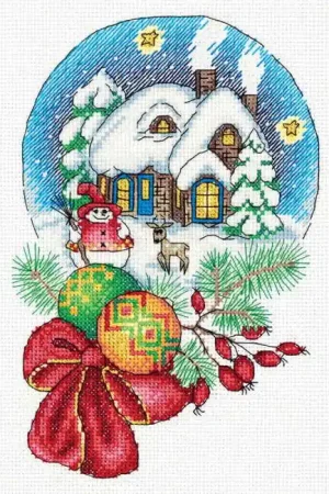 Bargain Bauble Snow Scene Cross Stitch Kit by Klart