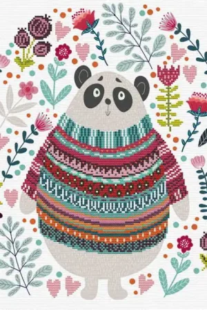 Authentic Panda Couture Printed Cross Stitch Kit by Needleart World