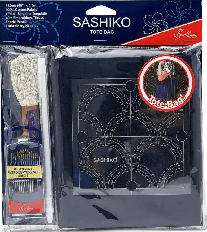 Buy Direct Sashiko Embroidery Tote Bag Kit by Sew Easy