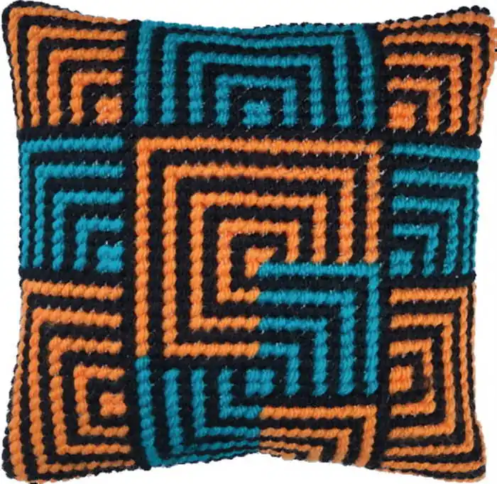 Affordable Blue and Gold Bargello Tapestry Kit By Needleart World